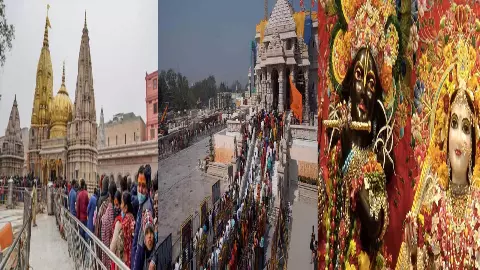 Crowd of Umari faith in Ayodhya, Kashi and Mathura, devotees standing on New Years Eve