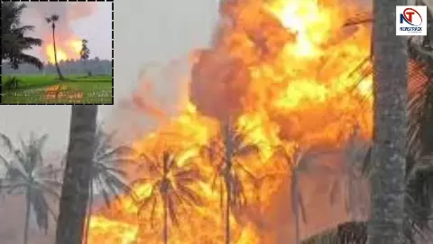 आंध्र प्रदेश में ONGC के तेल कुएं से गैस लीक, जोरदार ब्लास्ट के बाद धुएं से ढका आसमान, प्रशासन अलर्ट