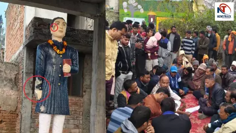 बाबा साहब का अपमान! काकोरी में तोड़ दी अंबेडकर की प्रतिमा, कायराना हरकत से लोगों का फूटा गुस्सा
