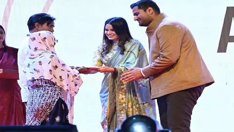 Diva and Jeet Adani celebrate their first wedding anniversary with disabled women