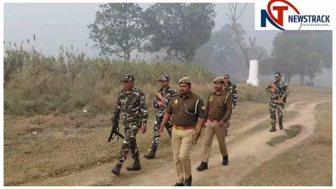 Siddharthnagar ऑपरेशन कवच में मोहाना पुलिस व एसएसबी ने भारत-नेपाल सीमा पर पैदल गश्त की