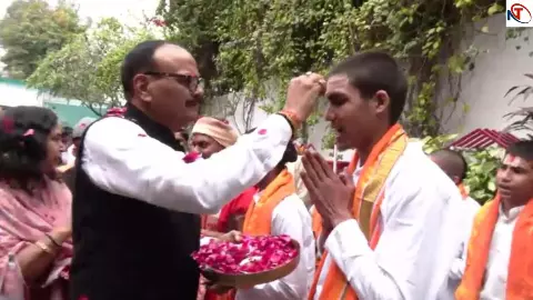 Deputy CM Brajesh Pathak Honour Batuk Brahmins Deputy CM Brajesh Pathak Honour Batuk Brahmins