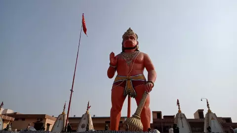 77 feet Hanuman idol Muzaffarnagar Hanuman Dham built with 14 ton Ram Naam miracle temple India 77 feet Hanuman idol Muzaffarnagar Hanuman Dham built with 14 ton Ram Naam miracle temple India