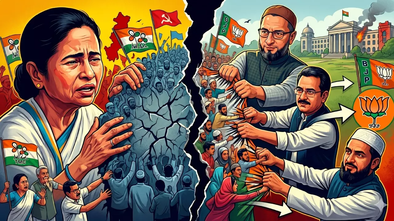 हुमायूं, ओवैसी और नौशाद की त्रिमूर्ति ने डुबोई ममता की लुटिया! बंगाल में पहली बार BJP सरकार हुमायूं, ओवैसी और नौशाद की त्रिमूर्ति ने डुबोई ममता की लुटिया! बंगाल में पहली बार BJP सरकार