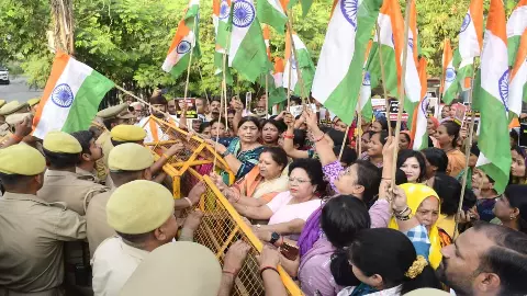 Political aggression on women reservation, BJP demonstration, Tanuj Punia speaks- Government spreading confusion