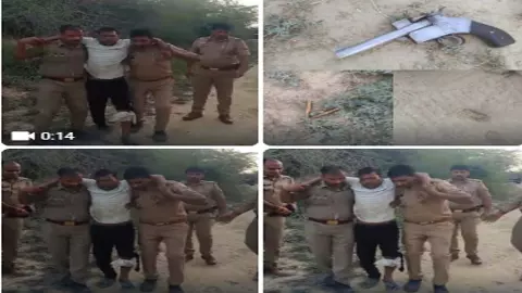 Rs 25,000 gangster arrested in police encounter in Etawah Rs 25,000 gangster arrested in police encounter in Etawah