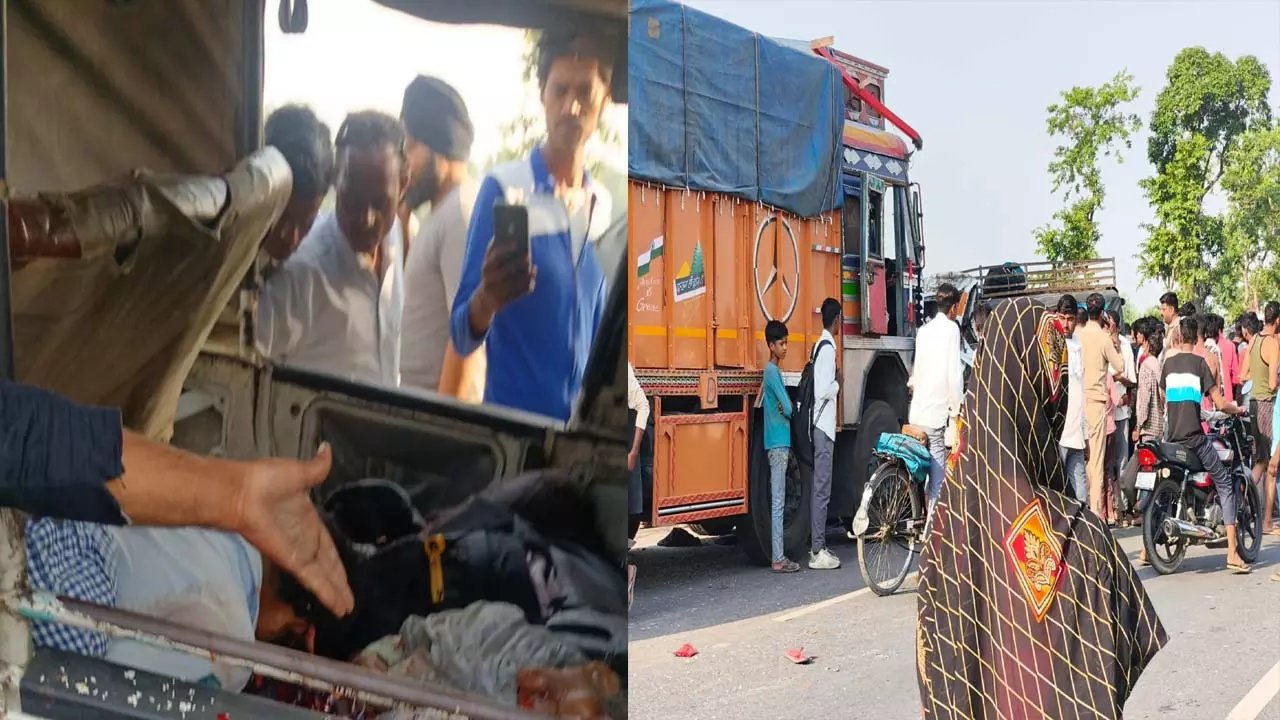 6 dead in deadly road accident, Magic and truck collision on NH 730 6 dead in deadly road accident, Magic and truck collision on NH 730