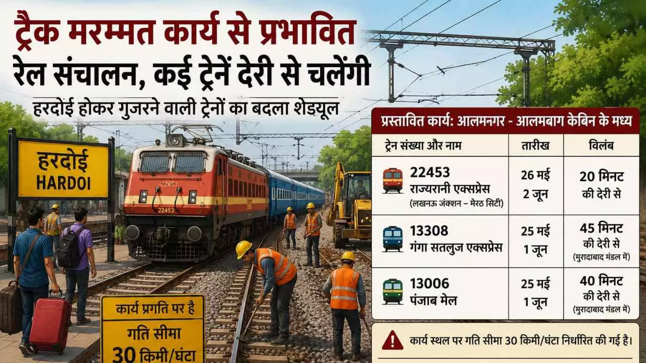 Hardoi News: रेलवे ट्रैक मरम्मत कार्य से यात्रियों की बढ़ेगी परेशानी, कई ट्रेनें देरी से चलेंगी