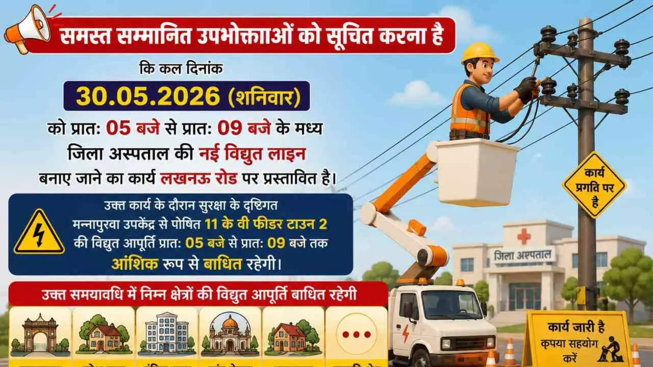 Hardoi News: जिला अस्पताल की नई विद्युत लाइन के कार्य से कई इलाकों में चार घंटे बिजली बाधित