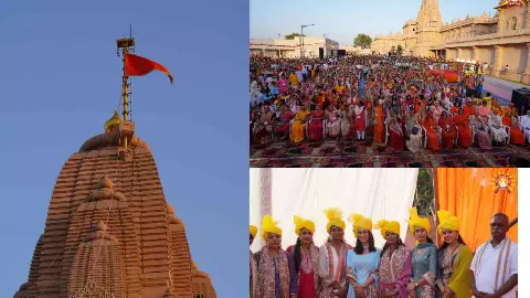 Ayodhya News: साध्वी ऋतंभरा ने अयोध्या में मां भगवती मंदिर पर किया ध्वजारोहण