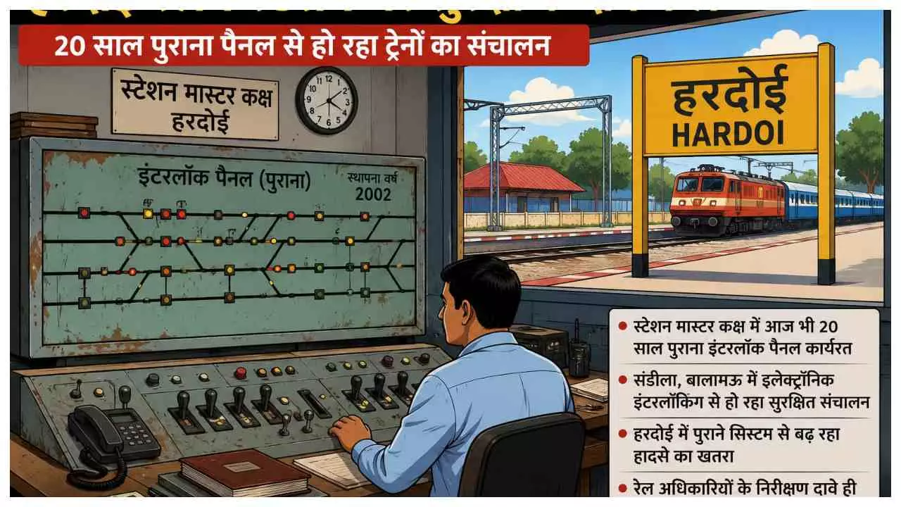 Hardoi News: रेलवे स्टेशन पर सवालों के घेरे में सुरक्षा व्यवस्था, दो दशक पुराने पैनल से हो रहा ट्रेनों का संचालन