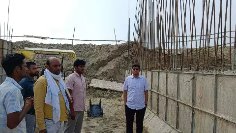 District Collector inspects bridge under construction on Sohas-Lautan road