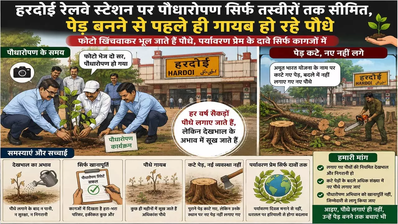 environmental campaign at Hardoi station