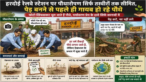 environmental campaign at Hardoi station