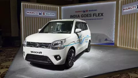 Maruti WagonR E100 flex fuel vehicle displayed as India moves toward 100 percent ethanol fuel adoption