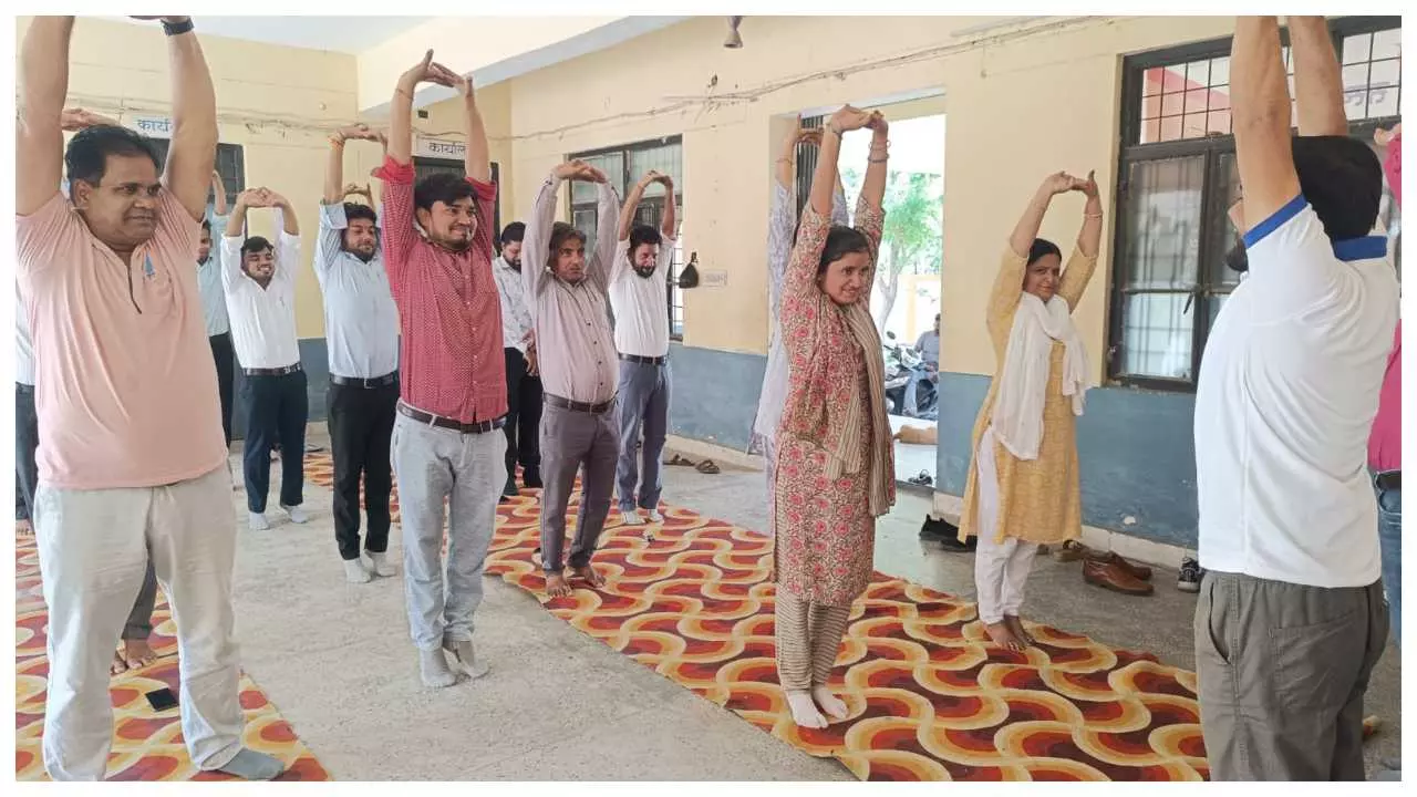 Organization of yoga camps, message of prevention from stress and diseases Organization of yoga camps, message of prevention from stress and diseases