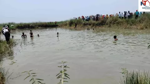 Kushinagar News: पोखरी में डूबने से किसान की मौत, किनारे खड़ी घंटों रोती रही गाय