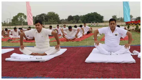 Shamli News:  पुलिस लाइन में योग दिवस पर एसपी एन.पी. सिंह के नेतृत्व में सामूहिक योगाभ्यास कार्यक्रम