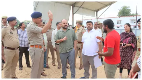 DM and SP inspect the venue during the proposed visit of the Chief Minister