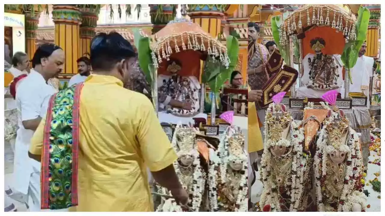Mathura News: द्वारकाधीश मंदिर में धूमधाम से निकली रथयात्रा, रथ पर विराजमान ठाकुर जी ने दिए भक्तों को दर्शन Mathura News: द्वारकाधीश मंदिर में धूमधाम से निकली रथयात्रा, रथ पर विराजमान ठाकुर जी ने दिए भक्तों को दर्शन