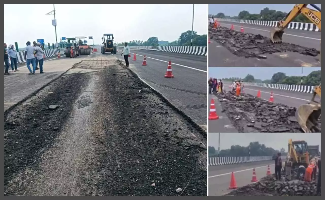 Lucknow-Kanpur Expressway- Is the soil under the road not worth bearing the load? Lucknow-Kanpur Expressway- Is the soil under the road not worth bearing the load?