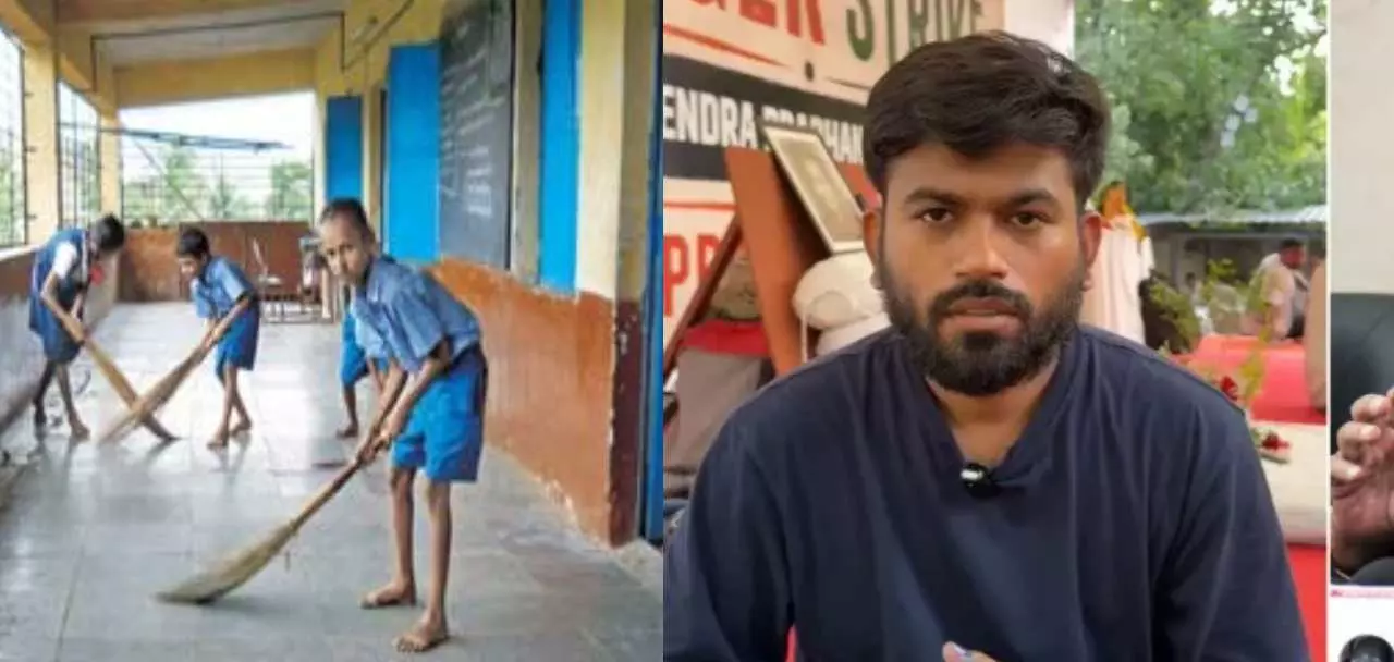 ‘बच्चे क्यों लगा रहे हैं झाड़ू?’ सरकारी स्कूल में बच्चों से सफाई कराने पर भड़के दीपके, शिक्षकों से पूछे तीखे सवाल ‘बच्चे क्यों लगा रहे हैं झाड़ू?’ सरकारी स्कूल में बच्चों से सफाई कराने पर भड़के दीपके, शिक्षकों से पूछे तीखे सवाल