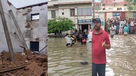 यूपी में बारिश-बाढ़ का कहर: उफनाईं नदियां, गांवों में घुसा पानी; मिर्जापुर में स्कूल की छत ढही