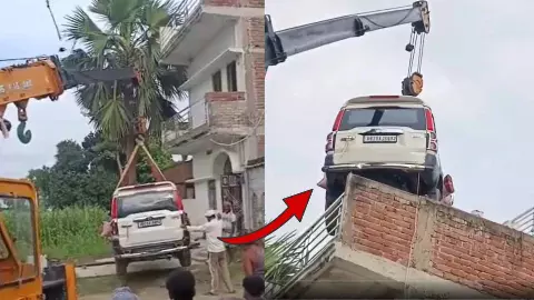 ई बिहार है भईया! चोरी के डर से शख्स ने क्रेन से छत पर चढ़ाई Scorpio, VIDEO देख चकराया सबका दिमाग ई बिहार है भईया! चोरी के डर से शख्स ने क्रेन से छत पर चढ़ाई Scorpio, VIDEO देख चकराया सबका दिमाग