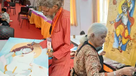 Mathura News: कैनवास पर सजी राधा-कृष्ण की दिव्य लीलाएं, रंगों में दिखी ब्रज की भक्ति संस्कृति