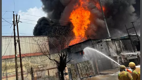 Industrial area blasted by explosions in hundreds of drums of loggie fire