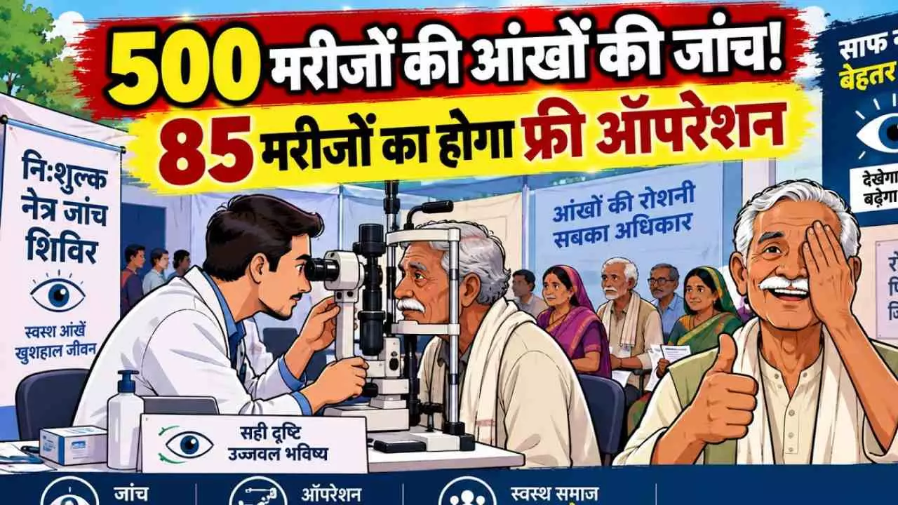 Firozabad News: सामौर धाम करहरा में निशुल्क नेत्र शिविर, 500 मरीजों ने कराया पंजीकरण