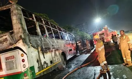 Lucknow roadways bus fire Lucknow roadways bus fire