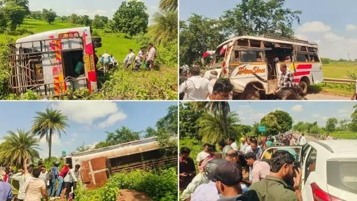 बालोद में बड़ा हादसा! 50 यात्रियों से भरी बस नाले के पास पलटी, 25 घायल