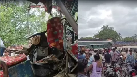 छत्तीसगढ़ में बस और ट्रक की जोरदार टक्कर, चालक समेत कई यात्री घायल छत्तीसगढ़ में बस और ट्रक की जोरदार टक्कर, चालक समेत कई यात्री घायल
