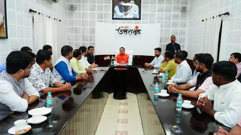CM Dhami Wishes Uttarakhand Youth Going on Haryana Visit CM Dhami Wishes Uttarakhand Youth Going on Haryana Visit