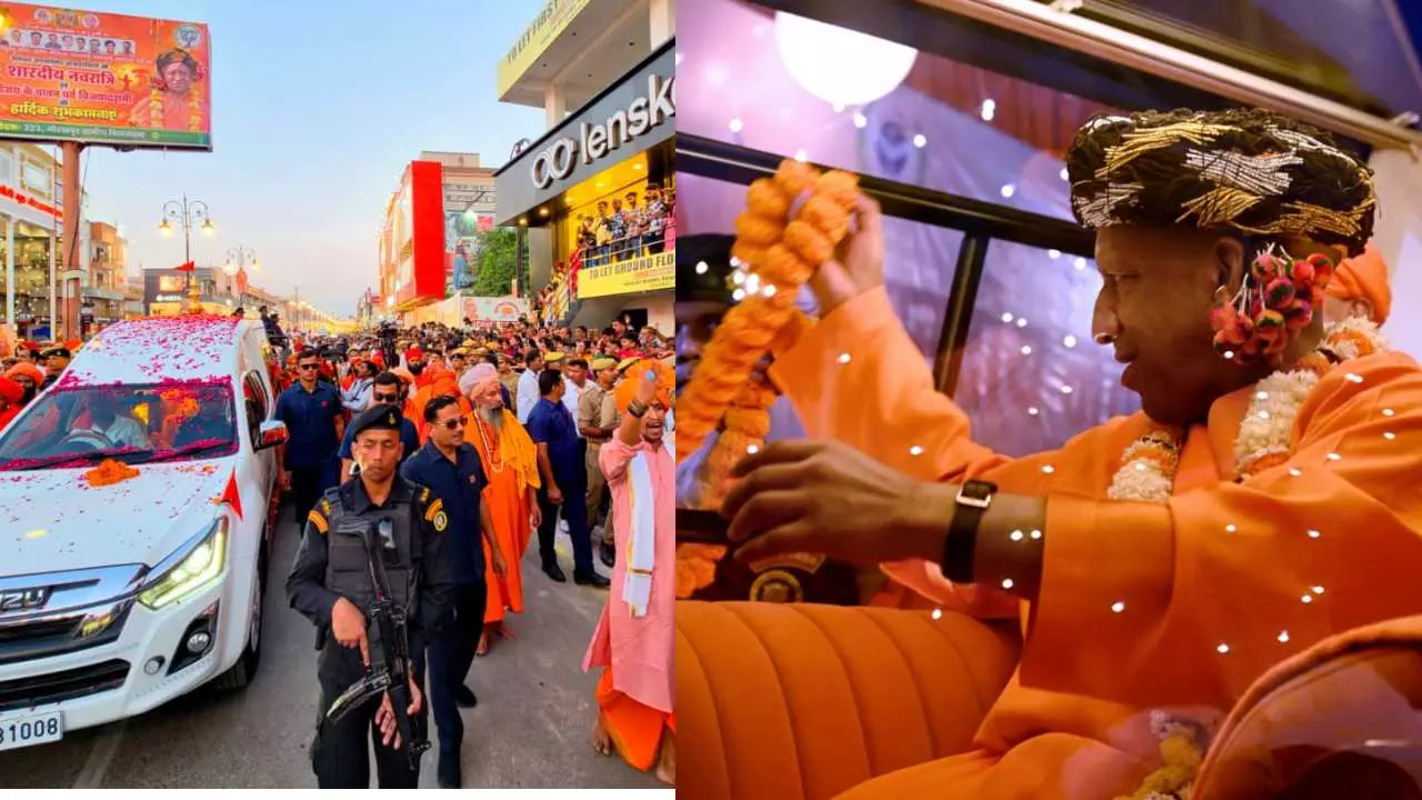 CM Yogi Adityanaths Vijayadashami procession with divine aura, welcome in places