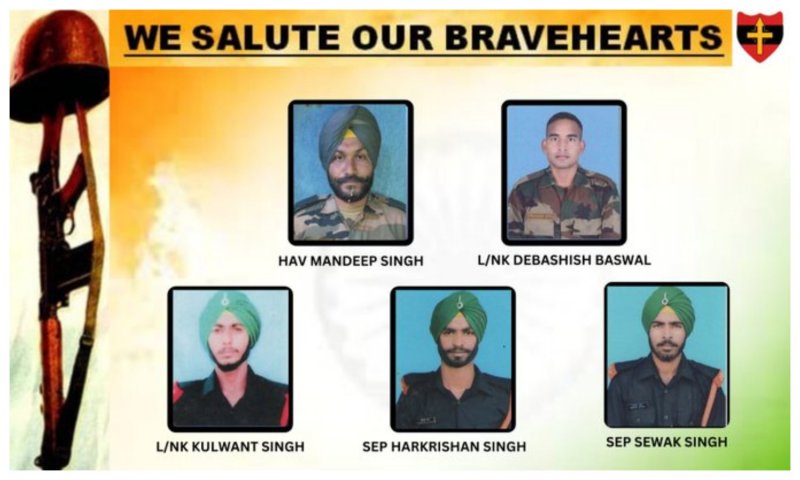 Poonch Terror Attack: भारतीय सेना ने जारी किए पुंछ में शहीद जवानों के नाम और तस्वीर