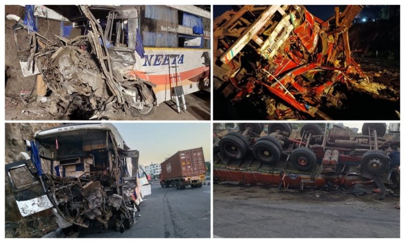 Pune Accident: पुणे में बड़ा सड़क हादसा, चीनी लदे ट्रक और लग्जरी बस में भयंकर भिड़ंत, मची चीख-पुकार