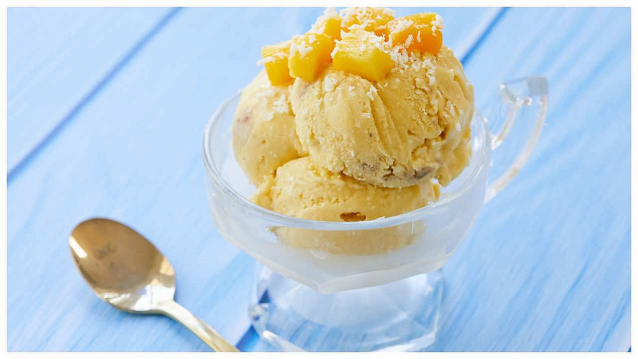 mango coconut ice cream recipe at home ghar par kaise banaye mango