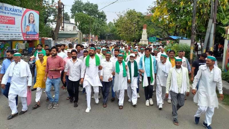 Meerut News: भारतीय किसान यूनियन ने पैदल मार्च कर मांगा पहलवानों के लिए न्याय