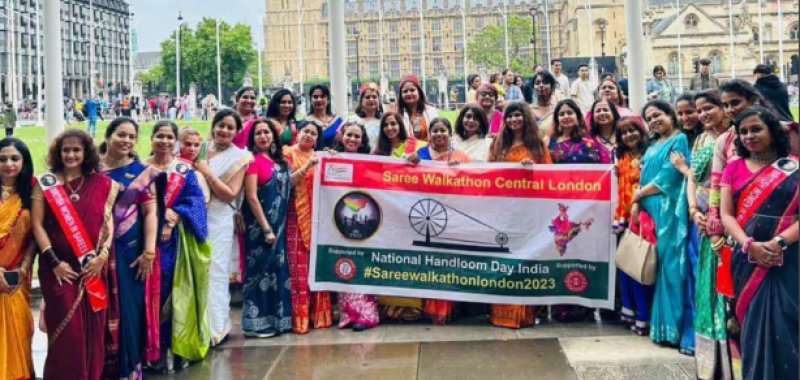 Sarees centre of attraction at London walkathon by Indian women